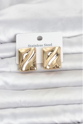 316l çelik Gold Renk Plaka Model Kadın Küpe 316l çelik Gold Renk Plaka Model Kadın Küpe