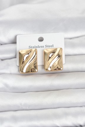 316l çelik Gold Renk Plaka Model Kadın Küpe