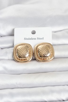 316l çelik Gold Renk Düğme Model Kadın Küpe