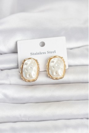 316l çelik Gold Renk İnci Model Vintage Kadın Küpe