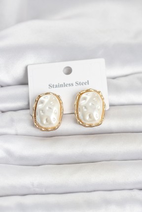 316l çelik Gold Renk İnci Model Vintage Kadın Küpe