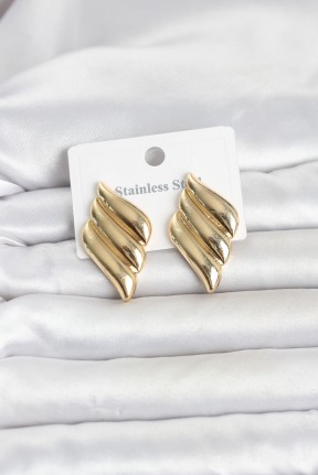 316l çelik Gold Renk Motif Model Kadın Küpe