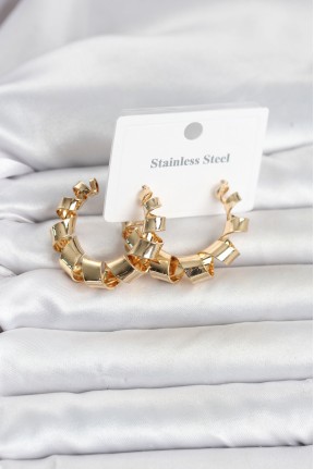 316l çelik Gold Renk Spiral Halka Kadın Küpe