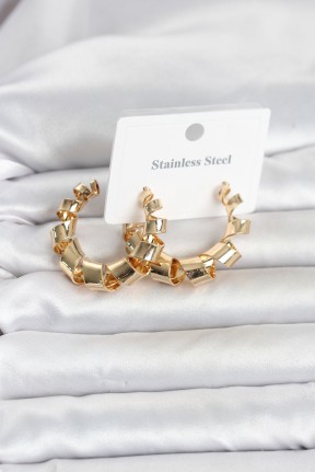 316l çelik Gold Renk Spiral Halka Kadın Küpe