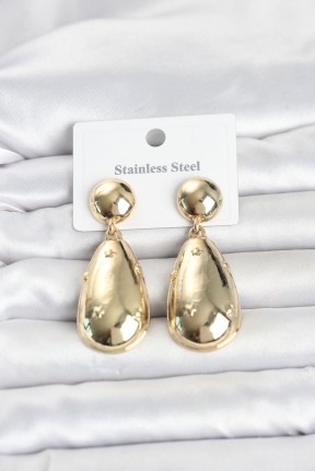 316l çelik Gold Renk Damla Model Kadın Küpe