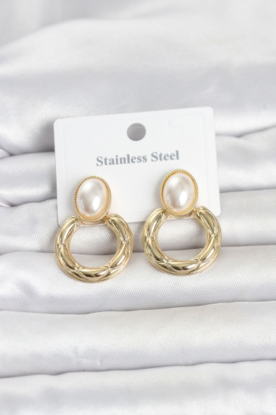 316l çelik Gold Renk Vintage Model Kadın Küpe