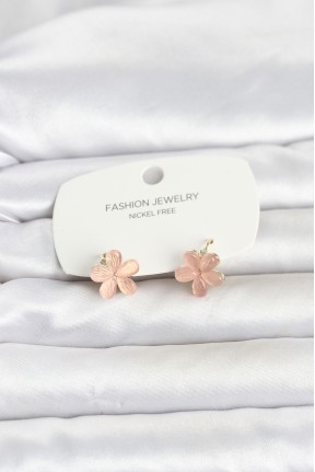 Pirinç Gold Renk Pembe çiçek Model çocuk Küpe Pirinç Gold Renk Pembe çiçek Model çocuk Küpe