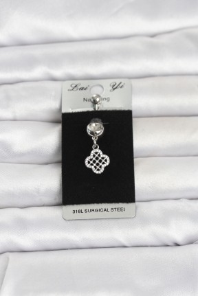 316l Cerrahi çelik Zirkon Taşlı Sallantılı Yonca Model Göbek Piercing 316l Cerrahi çelik Zirkon Taşlı Sallantılı Yonca Model Göbek Piercing