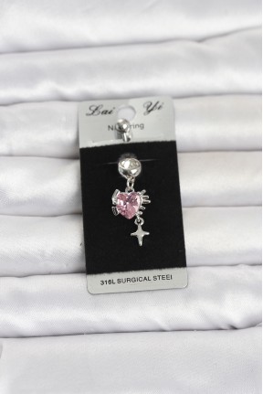 316l Cerrahi çelik Pembe Zirkon Taşlı Model Göbek Piercing 316l Cerrahi çelik Pembe Zirkon Taşlı Model Göbek Piercing