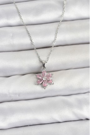 316l çelik Zincir Gümüş Renk Pembe Zirkon Taşlı Lotus Model Kadın Kolye 316l çelik Zincir Gümüş Renk Pembe Zirkon Taşlı Lotus Model Kadın Kolye