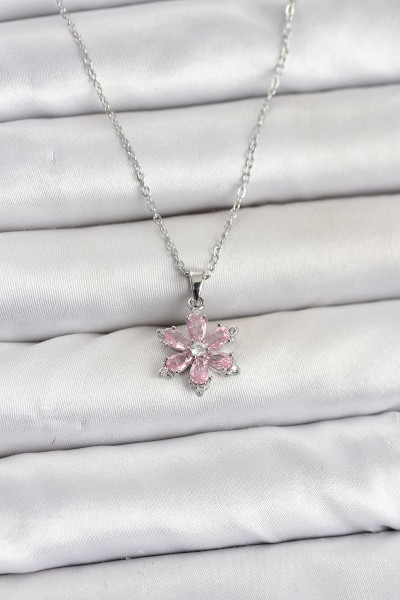 316l çelik Zincir Gümüş Renk Pembe Zirkon Taşlı Lotus Model Kadın Kolye 316l çelik Zincir Gümüş Renk Pembe Zirkon Taşlı Lotus Model Kadın Kolye