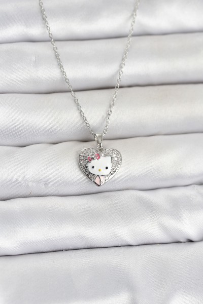 316l çelik Zincir Gümüş Renk Kitty Model Kolye 316l çelik Zincir Gümüş Renk Kitty Model Kolye