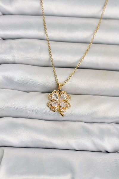 316l çelik Zincir Gold Renk 4 Yapraklı Yonca Model Kadın Kolye 316l çelik Zincir Gold Renk 4 Yapraklı Yonca Model Kadın Kolye