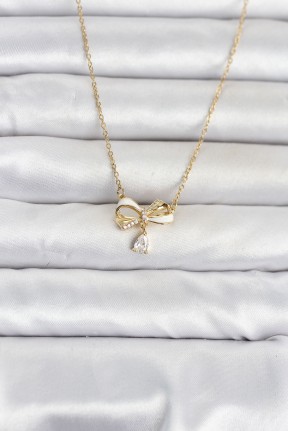 316l çelik Zincir Gold Renk Fiyonk Model Kadın Kolye 316l çelik Zincir Gold Renk Fiyonk Model Kadın Kolye