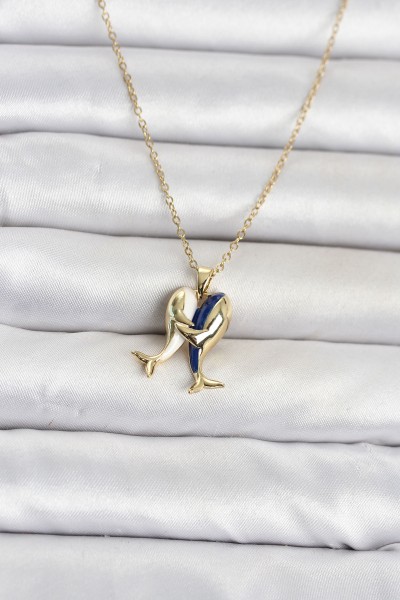 316l çelik Zincir Gold Renk Dolphin Model Kadın Kolye 316l çelik Zincir Gold Renk Dolphin Model Kadın Kolye
