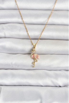 316l çelik Zincir Gold Renk Flamingo Model Kadın Kolye 316l çelik Zincir Gold Renk Flamingo Model Kadın Kolye