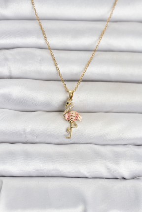316l çelik Zincir Gold Renk Flamingo Model Kadın Kolye 316l çelik Zincir Gold Renk Flamingo Model Kadın Kolye