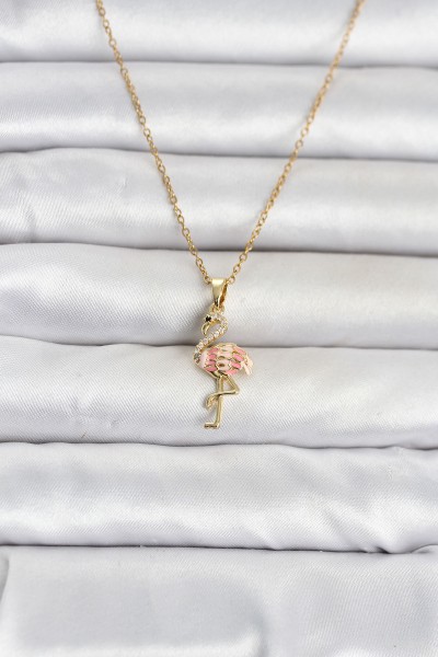 316l çelik Zincir Gold Renk Flamingo Model Kadın Kolye 316l çelik Zincir Gold Renk Flamingo Model Kadın Kolye