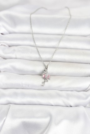 316l çelik Zincir Gümüş Renk Flamingo Model Kadın Kolye 316l çelik Zincir Gümüş Renk Flamingo Model Kadın Kolye