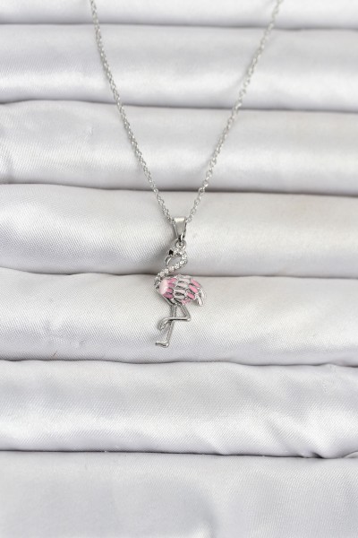 316l çelik Zincir Gümüş Renk Flamingo Model Kadın Kolye 316l çelik Zincir Gümüş Renk Flamingo Model Kadın Kolye