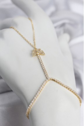 Gold Renk Pirinç Zirkon Taşlı Kelebek Model şahmeran Gold Renk Pirinç Zirkon Taşlı Kelebek Model şahmeran