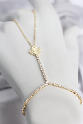 Gold Renk Pirinç Lazerli Yonca Model Zirkon Taşlı şahmeran Gold Renk Pirinç Lazerli Yonca Model Zirkon Taşlı şahmeran