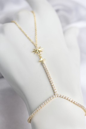 Gold Renk Pirinç Zirkon Taşlı Kutup Yıldızı Model şahmeran