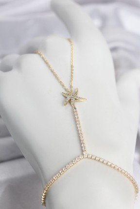 Gold Renk Pirinç Zirkon Taşlı Deniz Yıldızı Model şahmeran