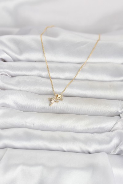 Pirinç Gold Renk Minimal Kutup Yıldızı Model Kadın Kolye Pirinç Gold Renk Minimal Kutup Yıldızı Model Kadın Kolye