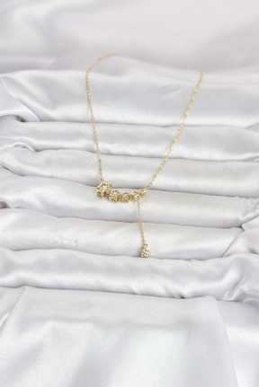 Pirinç Gold Renk Minimal Sallantılı Yıldız Model Kadın Kolye