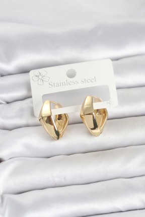 316l çelik Gold Renk Elmas Model Halka Kadın Küpe