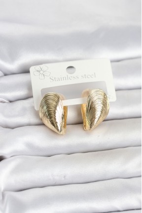 316l çelik Gold Renk Midye Model Kadın Küpe 316l çelik Gold Renk Midye Model Kadın Küpe