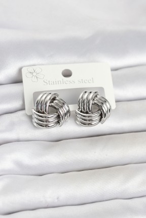 316l çelik Gümüş Renk Sarmal Model Kadın Küpe