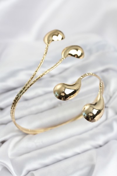 Pazu Bileklik Gold Renk Pirinç Damla Model