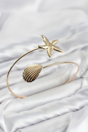 Pazu Bileklik Gold Renk Pirinç Deniz Kabuğu Ve Deniz Yıldızı Model Pazu Bileklik Gold Renk Pirinç Deniz Kabuğu Ve Deniz Yıldızı Model