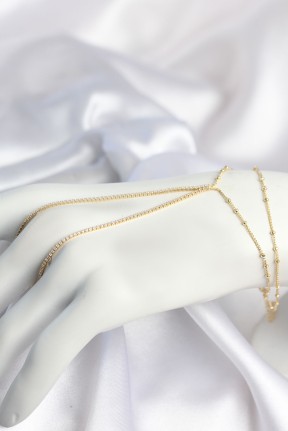Gold Renk Minimal Zirkon Taşlı Su Yolu Model şahmeran