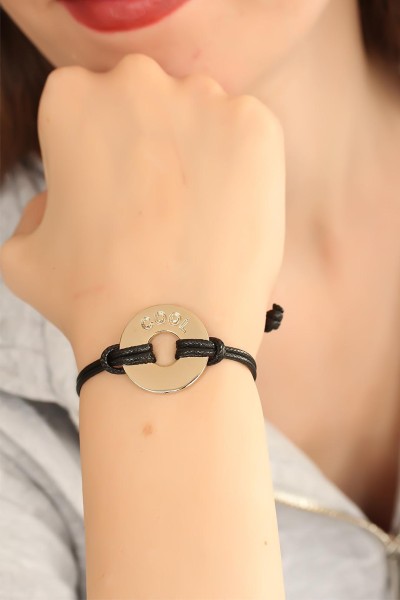 Cool (havalı) Siyah Deri İpli Unisex Mood Bileklik
