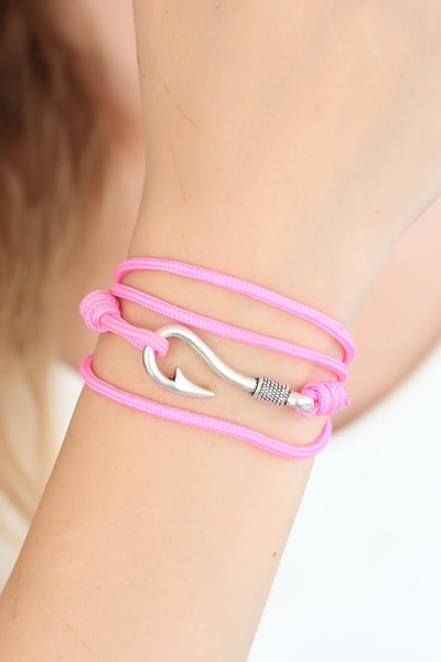 Pembe Renk Gümüş Metal Kancalı Bayan çoklu Bileklik Pembe Renk Gümüş Metal Kancalı Bayan çoklu Bileklik