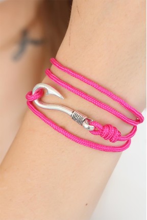 Fuşya Renk Gümüş Metal Kancalı Bayan çoklu Bileklik Fuşya Renk Gümüş Metal Kancalı Bayan çoklu Bileklik